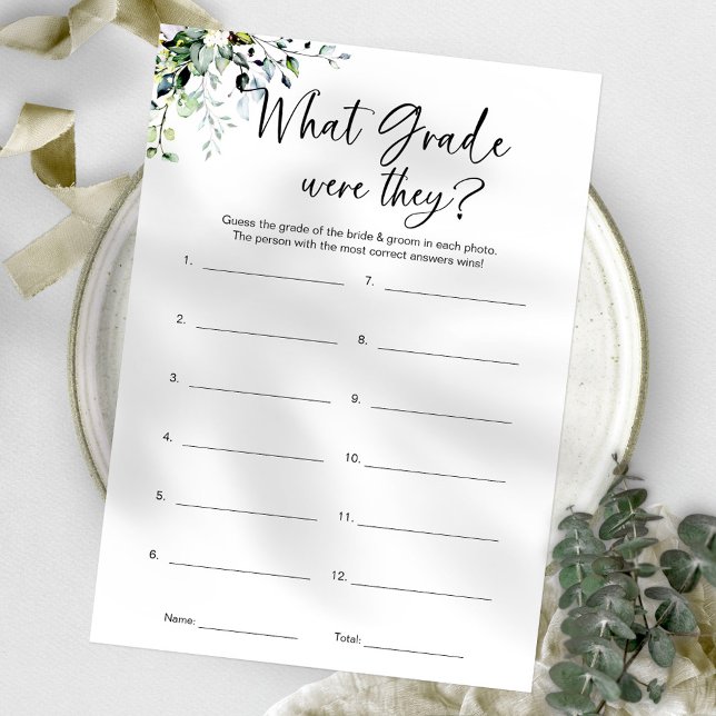 What Grade Were They Minimalist Bridal Shower Game Invitation (Creator Uploaded)