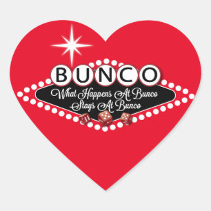 What Happens At Bunco Stays At Bunco Fun Heart Sticker