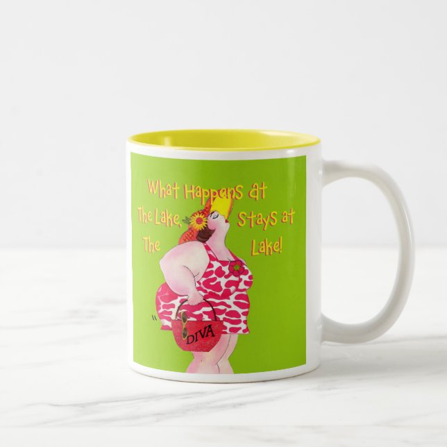 "What Happens At The Lake Stays At The Lake!" Two-Tone Coffee Mug (Right)