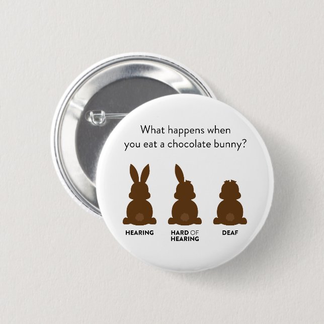 What Happens If You Eat A Chocolate Bunny? 2 Inch Round Button (Front & Back)