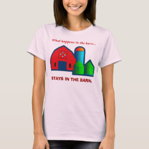 What happens in the barn... Womens pink tank