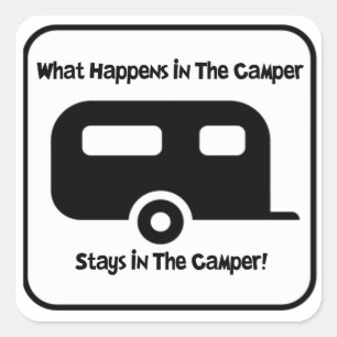 What Happens in the Camper... Square Sticker