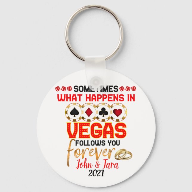 What Happens in Vegas Anniversary Married Couple Keychain (Front)