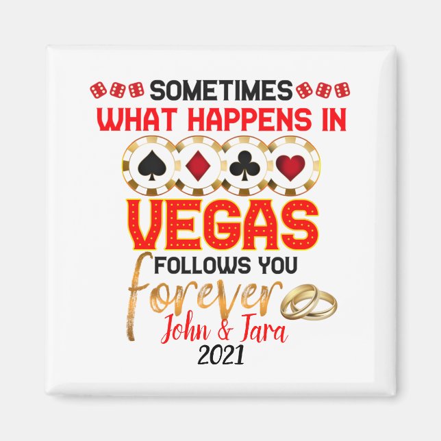 What Happens in Vegas Anniversary Married Couple  Magnet (Front)