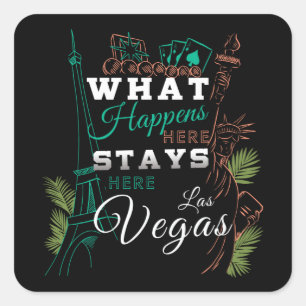 What Happens In Vegas Square Sticker