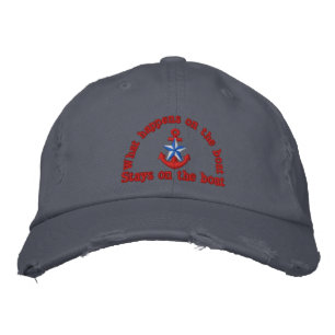 What happens on the boat blue star anchor embroidered hat