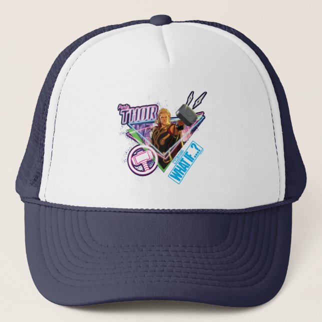 What If…? | Party Thor Neon Graphic Trucker Hat (Front)