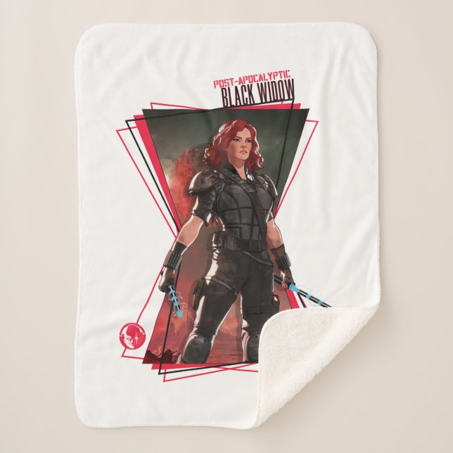 What If…? | Post-Apocalyptic Black Widow Hourglass Sherpa Blanket (Front)