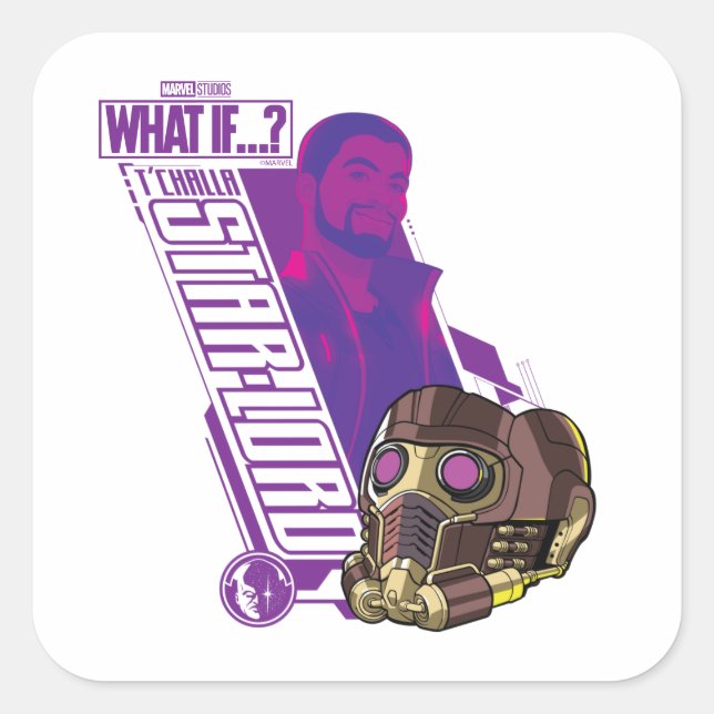 What If…? | T'Challa Star-Lord Character Graphic Square Sticker (Front)