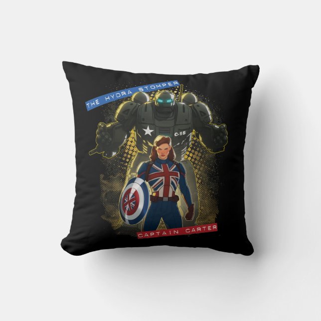 What If…? | The Hydra Stomper & Captain Carter Throw Pillow (Front)