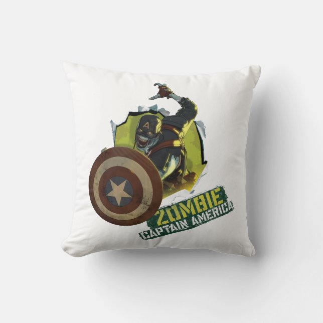 What If…? | Zombie Captain America Tearing Thru Throw Pillow (Front)