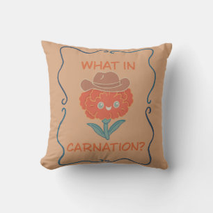 What in Carnation Funny Cowboy Flower Throw Pillow