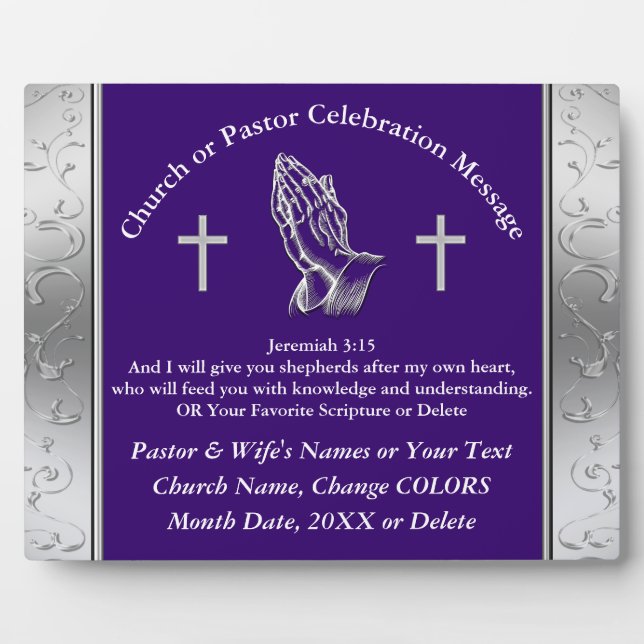 What is a Good Gift for Pastor Personalized Pastor Plaque (Front)