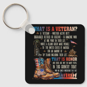 What Is A Veteran That Is Honor Patriotic American Keychain