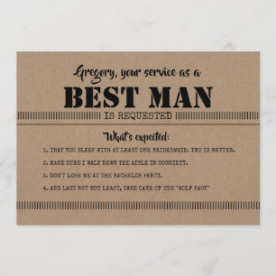 What Is Expected - Funny Best Man Proposal Invitation