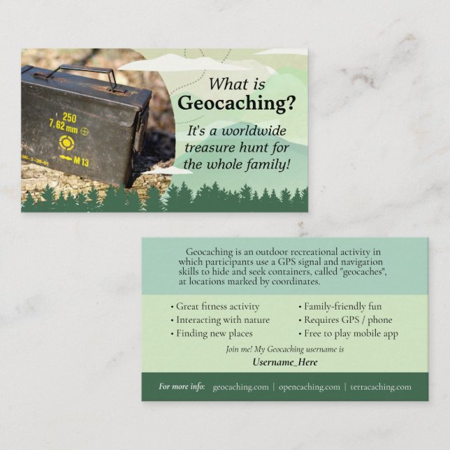 What Is Geocaching? Info Trail Card For Muggles (Front/Back)