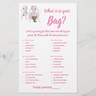 What is in your Bag Shower Game Card Pink Love