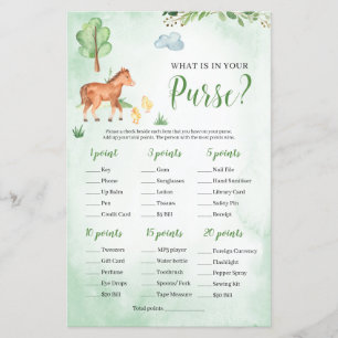 What is in your purse Baby Shower game farm theme