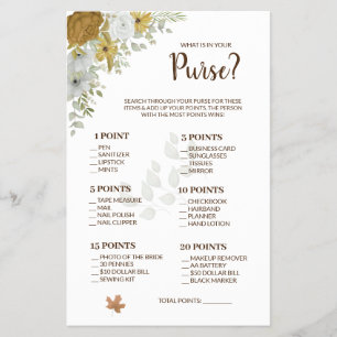 What is in your Purse Boho Autumn Shower Game Card