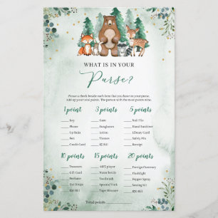 What is in your purse game woodland forest animals