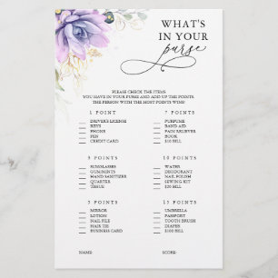 What Is In Your Purse Succulent Bridal Shower Game