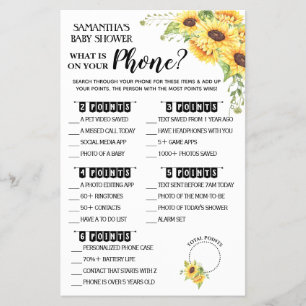 What is on your Phone baby shower game card