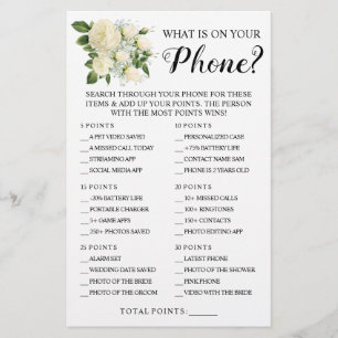 What is on your Phone Bridal Shower Game Card