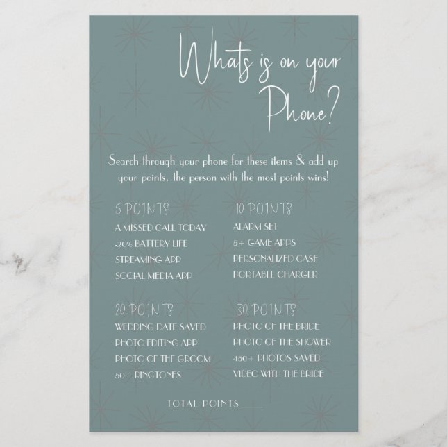 What is on your Phone? Game Card Flyer (Front)