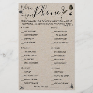 What is on your Phone Shower Game Card