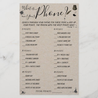 What is on your Phone | Shower Game Card
