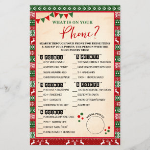 What is on your Phone Ugly Sweater Game Card