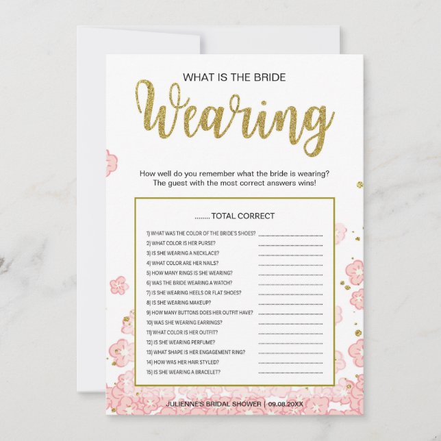 What is the Bride Wearing Game | Gold and Pink (Front)