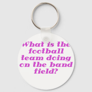 What is the football team doing on the band field keychain