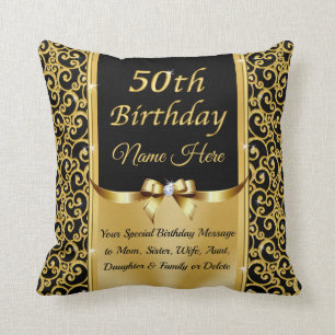 What is Traditional Gift for 50th Birthday? Gold Throw Pillow