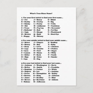 What is your blues nickname? postcard