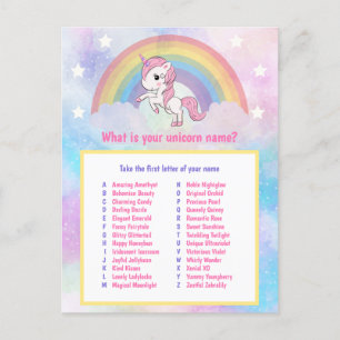 What is Your Unicorn Name Game Postcard