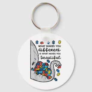 What Makes You Different Beautiful Elephant Autism Keychain
