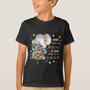 What Makes You Different Beautiful Elephant Autism T-Shirt