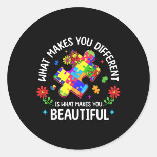 What Makes You Different Beautiful Puzzle Autism A Classic Round Sticker