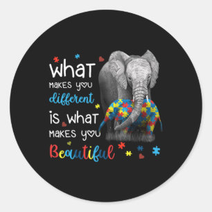 What Makes You Different Elephant Mom Autism Aware Classic Round Sticker