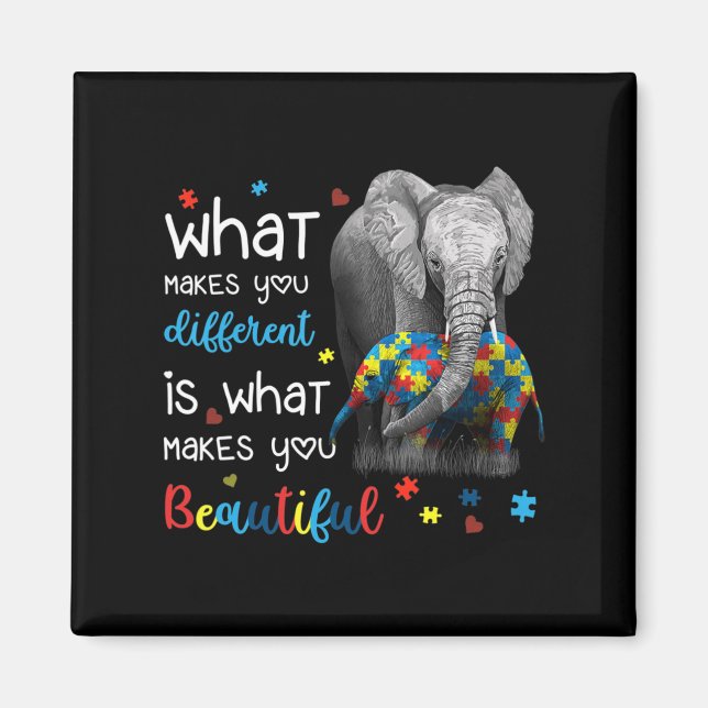 What Makes You Different Elephant Mom Autism Aware Magnet (Front)