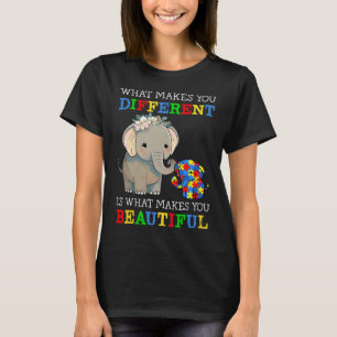 What Makes You Different Elephant Mom Autism Aware T-Shirt