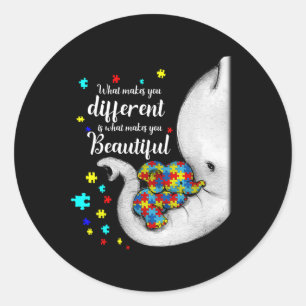 What Makes You Different Elephant Mom Autism Child Classic Round Sticker