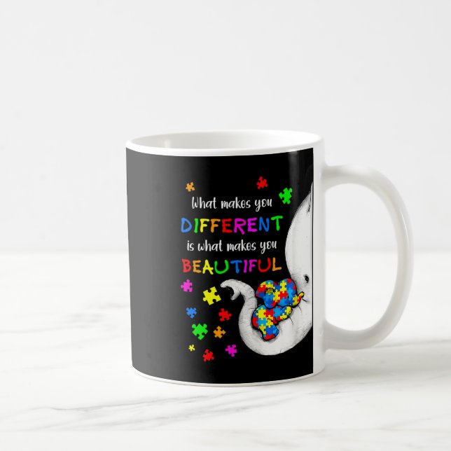 What Makes You Different Elephant Mom Autism Child Coffee Mug (Right)