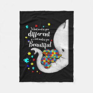 What Makes You Different Elephant Mom Autism Child Fleece Blanket