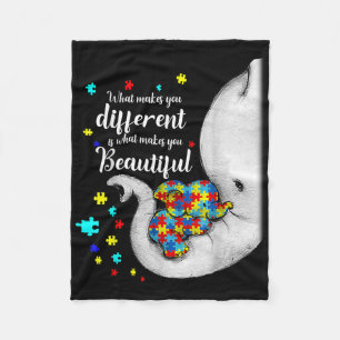 What Makes You Different Elephant Mom Autism Child Fleece Blanket