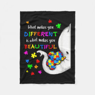 What Makes You Different Elephant Mom Autism Child Fleece Blanket