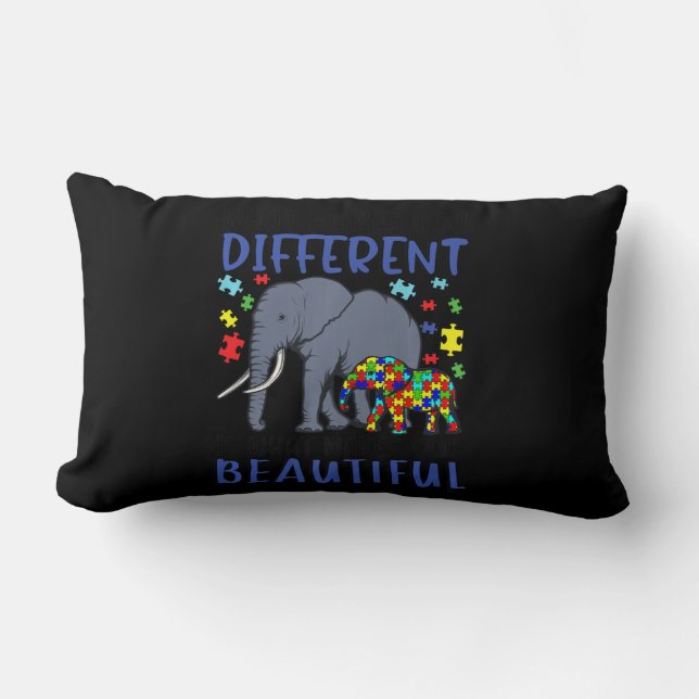 What Makes You Different Elephant Mom Autism Child Lumbar Pillow (Front)