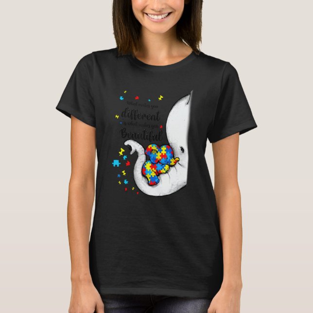 What Makes You Different Elephant Mom Autism Child T-Shirt (Front)
