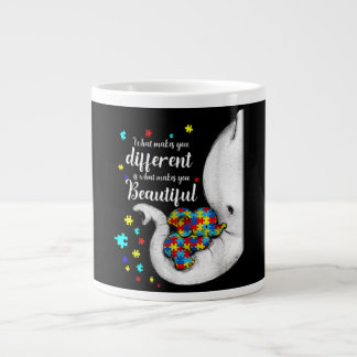 What Makes You Different Elephant Mom Autism Large Coffee Mug